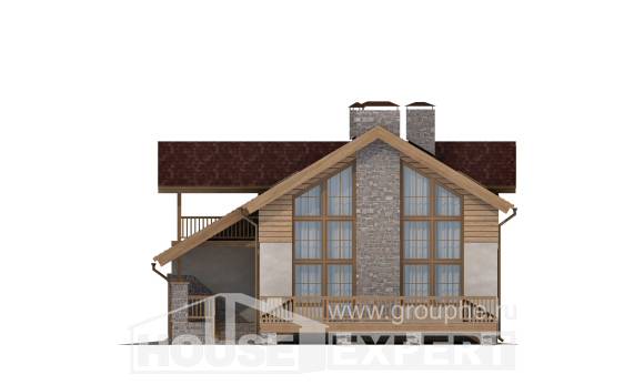 165-002-П Проект двухэтажного дома с мансардным этажом и гаражом, современный дом из теплоблока Грозный, House Expert