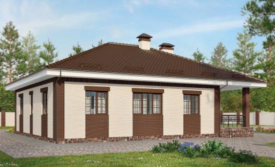 160-015-П Проект одноэтажного дома, гараж, доступный коттедж из арболита Гудермес | Проекты одноэтажных домов от House Expert