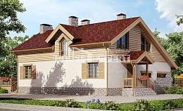 165-002-П Проект двухэтажного дома с мансардой, гараж, скромный коттедж из блока Гудермес, House Expert