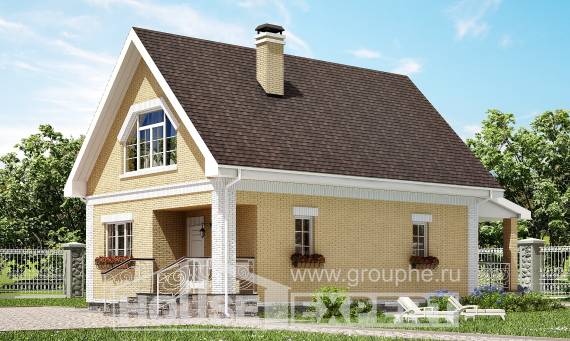130-004-П Проект двухэтажного дома с мансардным этажом, красивый домик из бризолита, Гудермес