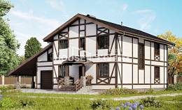 250-002-Л Проект двухэтажного дома с мансардой и гаражом, красивый домик из кирпича Гудермес, House Expert