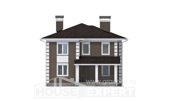 185-002-П Проект двухэтажного дома, экономичный загородный дом из газобетона Грозный, House Expert