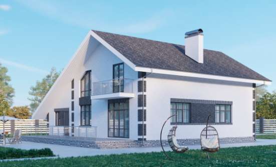 190-008-П Проект двухэтажного дома с мансардой и гаражом, уютный загородный дом из твинблока, Гудермес