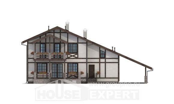 250-002-Л Проект двухэтажного дома мансардный этаж и гаражом, красивый домик из кирпича Гудермес, House Expert