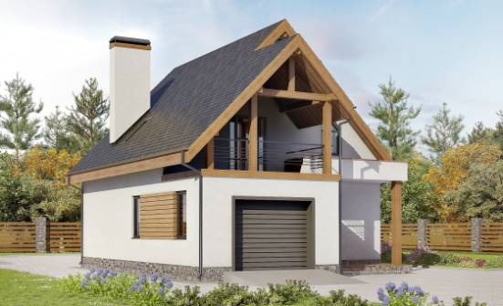120-005-П Проект двухэтажного дома с мансардой и гаражом, уютный загородный дом из газосиликатных блоков Гудермес | Проекты домов от House Expert