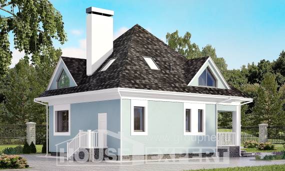 110-001-Л Проект двухэтажного дома с мансардой, недорогой загородный дом из керамзитобетонных блоков Грозный, House Expert