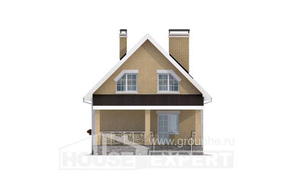 130-004-П Проект двухэтажного дома мансардой, недорогой загородный дом из поризованных блоков Гудермес, House Expert