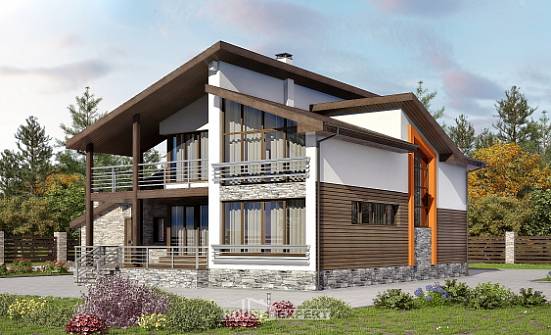 240-004-П Проект двухэтажного дома с мансардой и гаражом, средний загородный дом из арболита Грозный | Проекты домов от House Expert