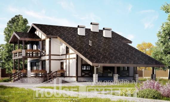 250-002-Л Проект двухэтажного дома мансардный этаж и гаражом, уютный загородный дом из кирпича Грозный, House Expert