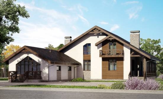 265-001-П Проект двухэтажного дома с мансардой, гараж, просторный дом из газосиликатных блоков, Грозный