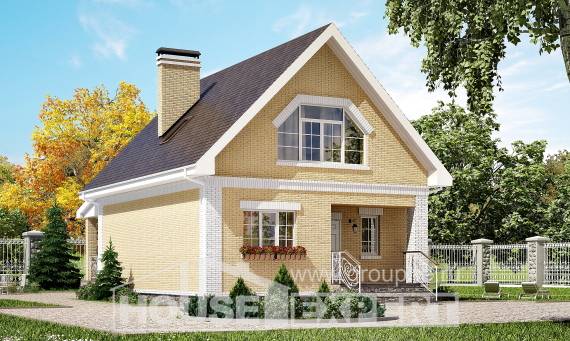 130-004-П Проект двухэтажного дома с мансардой, простой домик из керамзитобетонных блоков, Грозный
