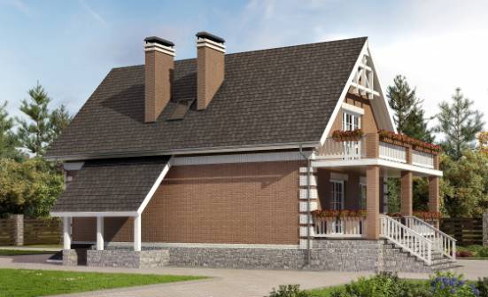 200-009-Л Проект трехэтажного дома с мансардой и гаражом, уютный коттедж из блока Грозный | Проекты домов от House Expert