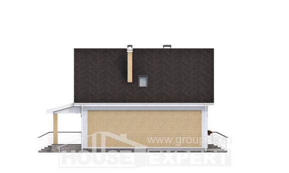 130-004-П Проект двухэтажного дома мансардой, недорогой дом из газобетона Гудермес, House Expert